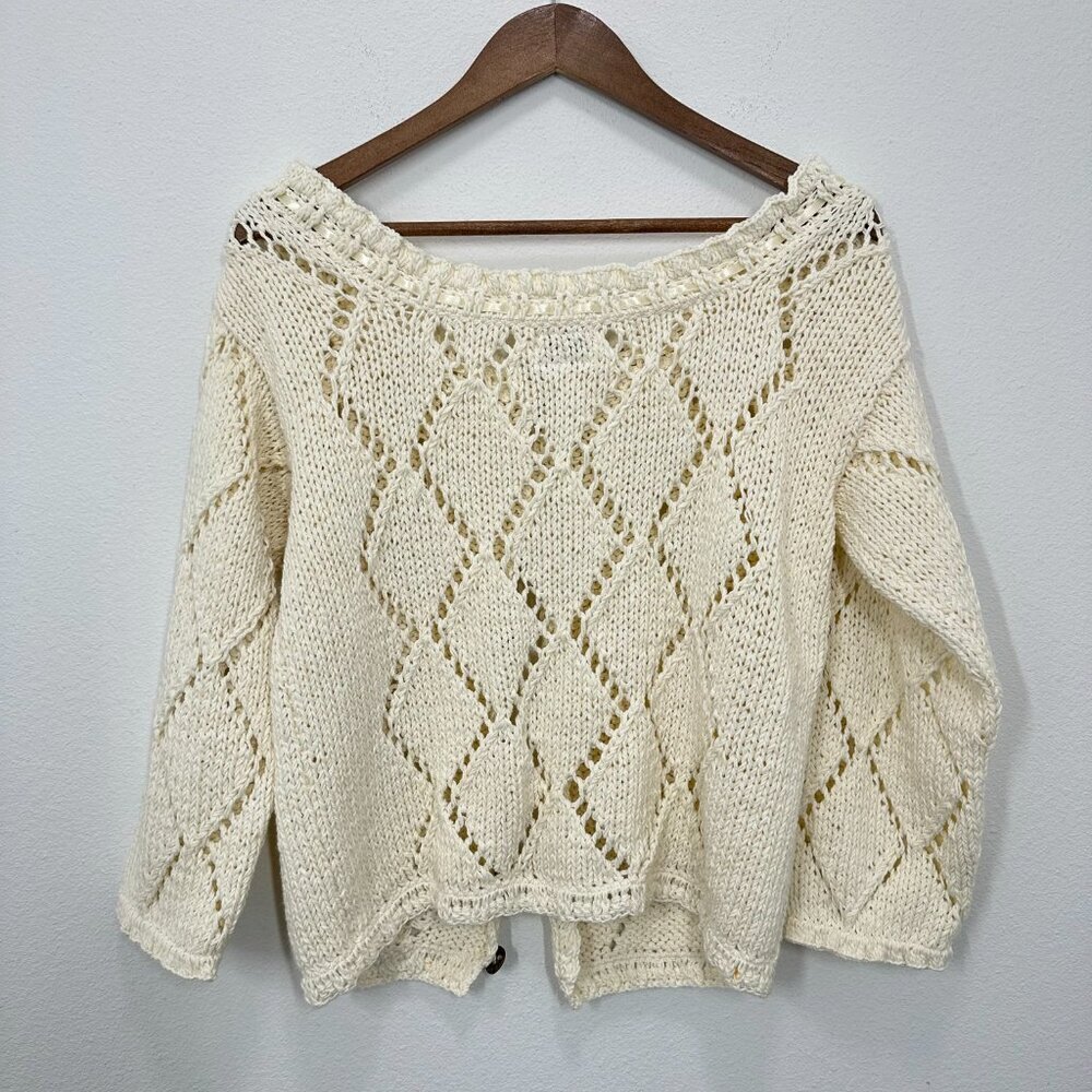 Vintage Coquette Cardigan Open Knit  Off the Shoulder Romantic Feminine M/L - Picture 3 of 6